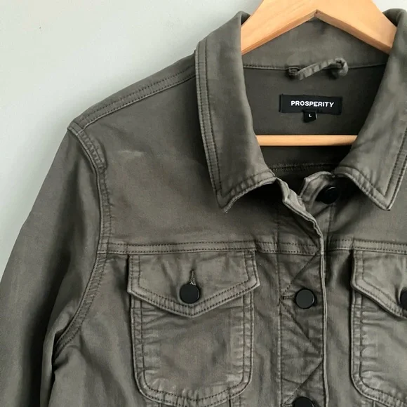 PROSPERITY Dark Greyish Green Denim Medium Weight Jacket Size L - Picture 2 of 10